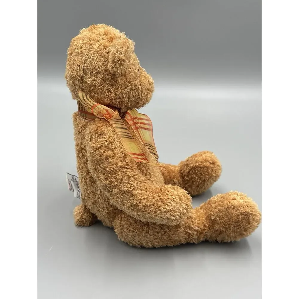 Gund Pookie Bear W/ Plaid Ribbon Bow #43128 Plush 11” Stuffed Teddy Animal